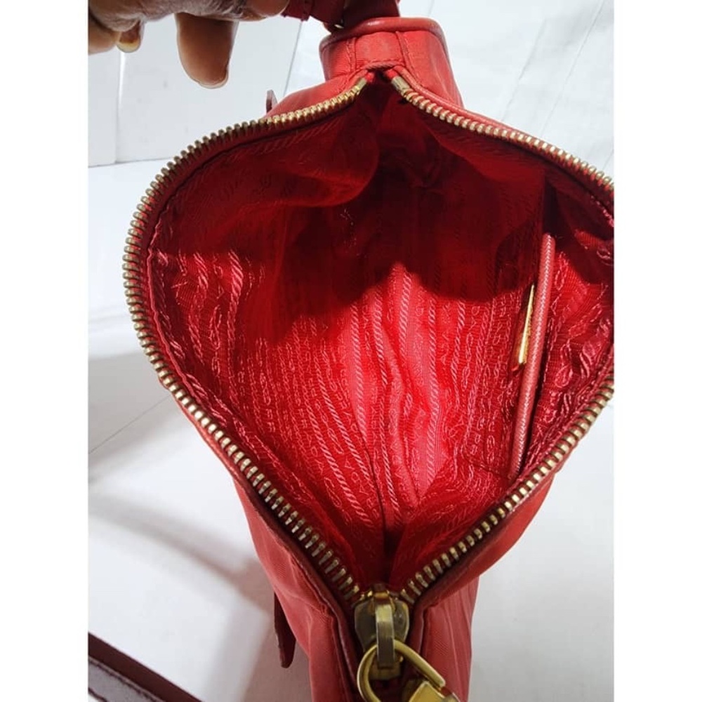 Authentic PRADA Tessuto Nylon Small Shoulder Bag Red - Picture 9 of 15